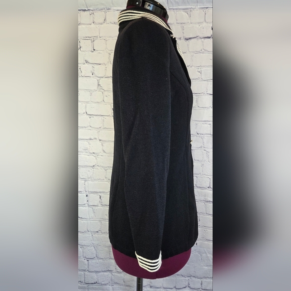 St. John Collection Vintage Black Blazer with White Trim - Picture 2 of 4